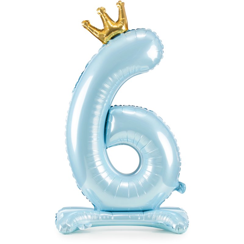 84cm NUMBER 6 SKY-BLUE STANDING FOIL BALLOON