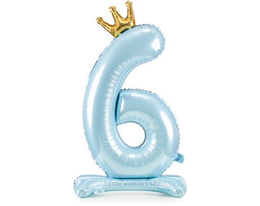 84cm NUMBER 6 SKY-BLUE STANDING FOIL BALLOON