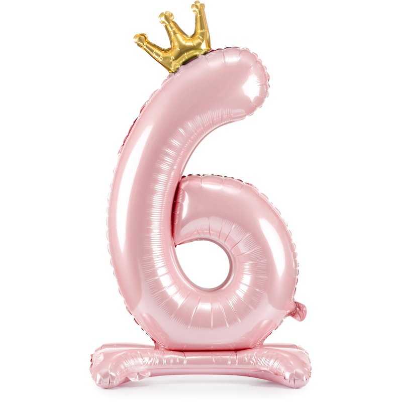 84cm NUMBER 6 LIGHT PINK STANDING FOIL BALLOON