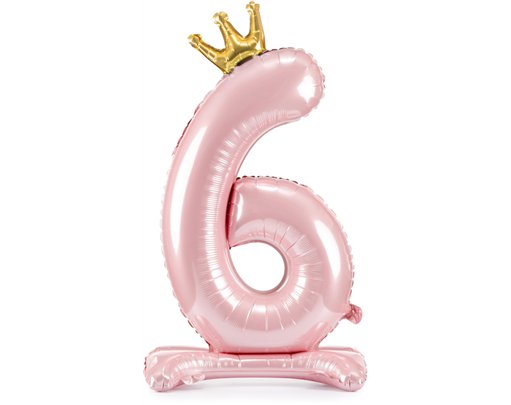 84cm NUMBER 6 LIGHT PINK STANDING FOIL BALLOON