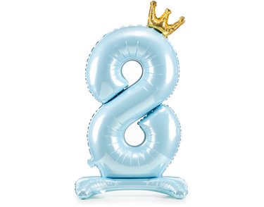 84cm NUMBER 8 SKY-BLUE STANDING FOIL BALLOON