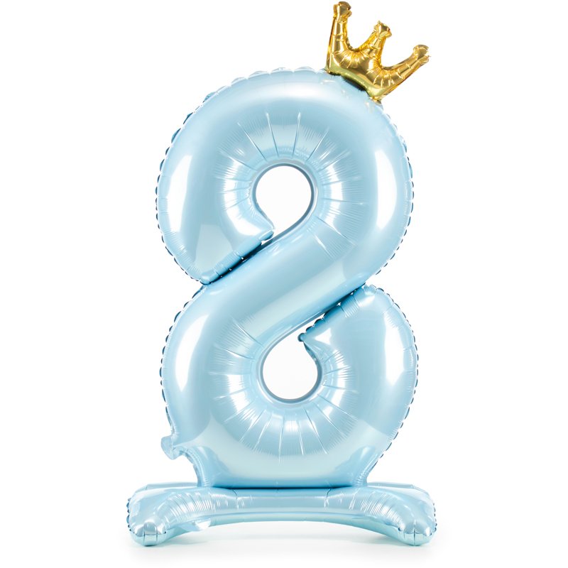 84cm NUMBER 8 SKY-BLUE STANDING FOIL BALLOON