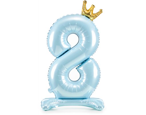 84cm NUMBER 8 SKY-BLUE STANDING FOIL BALLOON