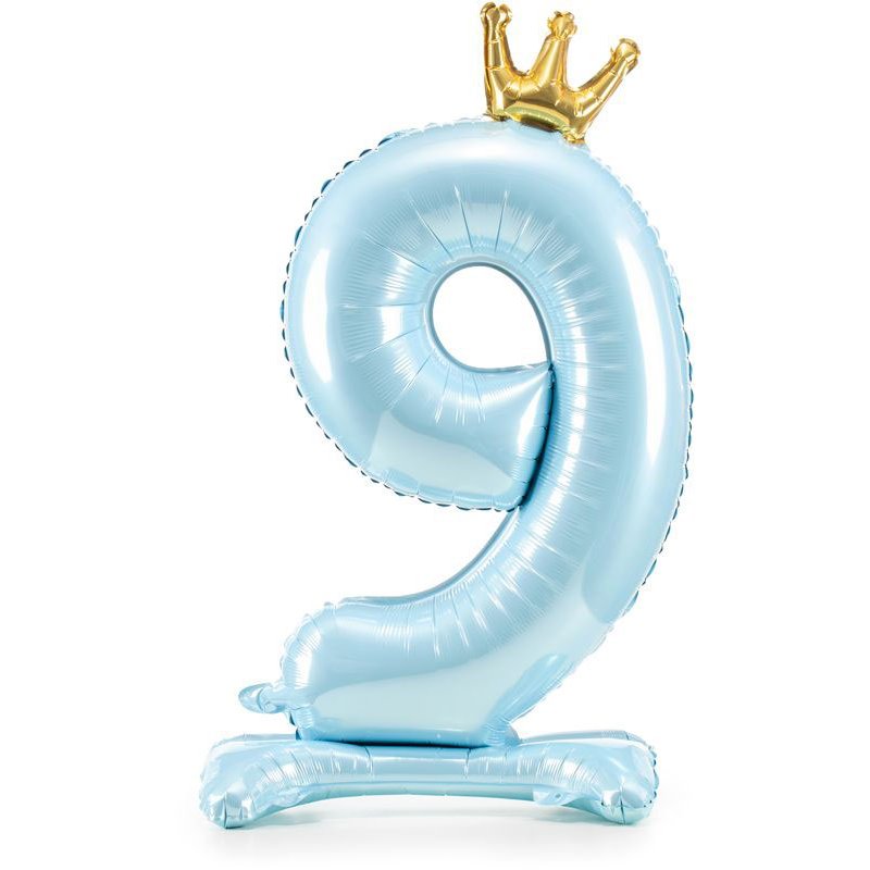 84cm NUMBER 9 SKY-BLUE STANDING FOIL BALLOON