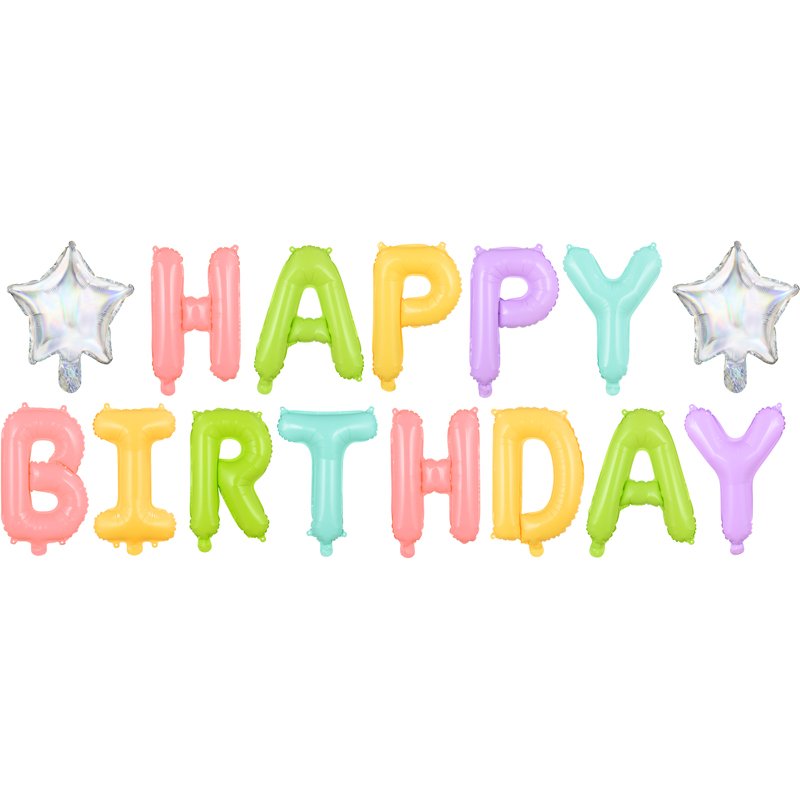 HAPPY BIRTHDAY PASTEL AIR FILL FOIL BALLOON KIT