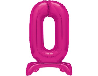30in HOT PINK FOIL STANDING NUMERAL "0" BALLOON