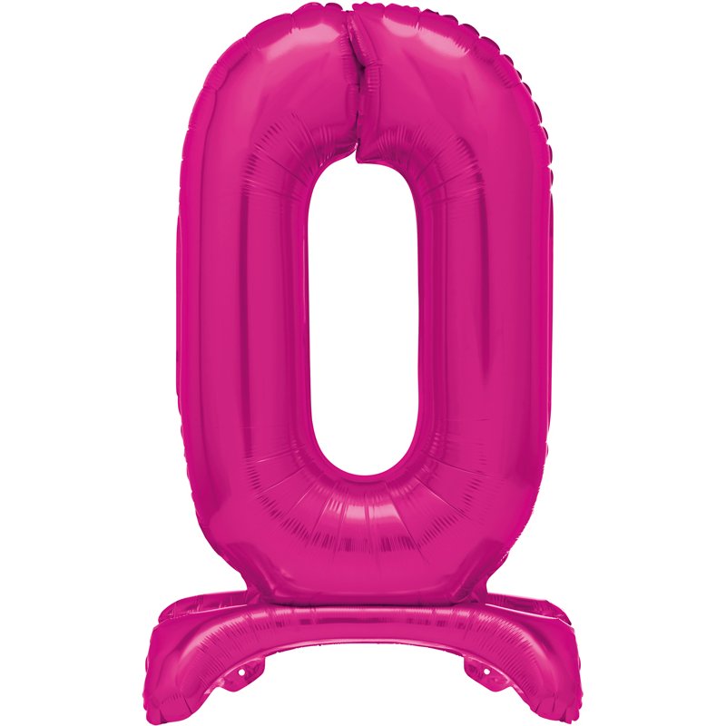 30in HOT PINK FOIL STANDING NUMERAL "0" BALLOON