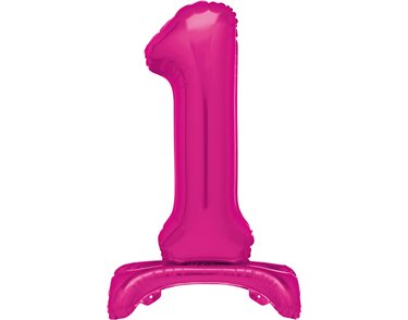 30in HOT PINK FOIL STANDING NUMERAL "1" BALLOON
