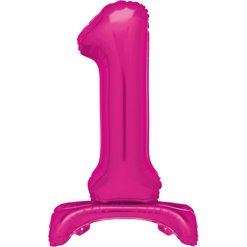 30in HOT PINK FOIL STANDING NUMERAL "1" BALLOON