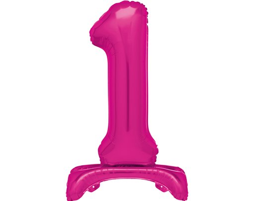 30in HOT PINK FOIL STANDING NUMERAL "1" BALLOON