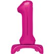30in HOT PINK FOIL STANDING NUMERAL "1" BALLOON