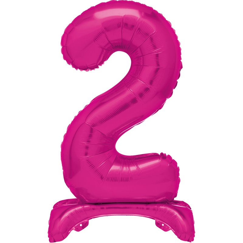 30in HOT PINK FOIL STANDING NUMERAL "2" BALLOON