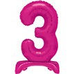 30in HOT PINK FOIL STANDING NUMERAL "3" BALLOON