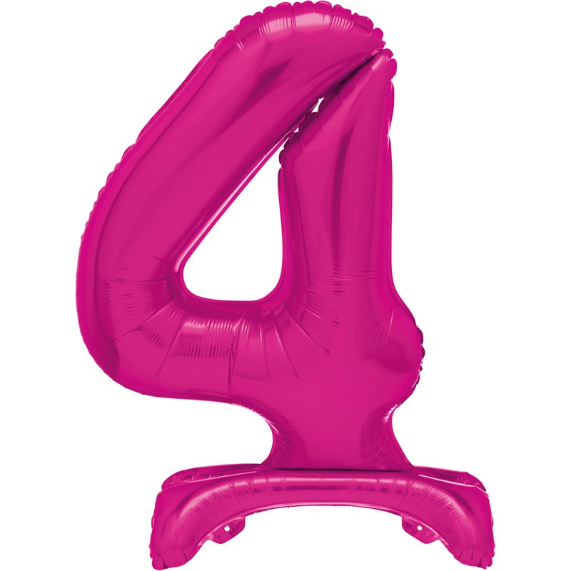 30in HOT PINK FOIL STANDING NUMERAL "4" BALLOON