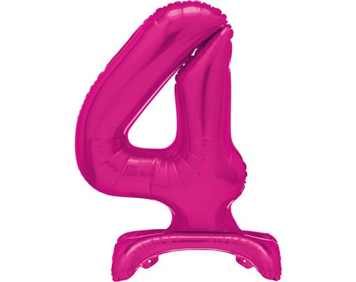 30in HOT PINK FOIL STANDING NUMERAL "4" BALLOON
