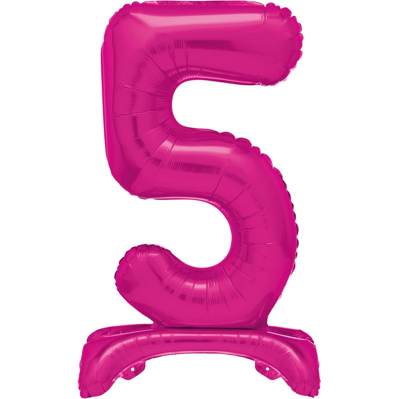 30in HOT PINK FOIL STANDING NUMERAL "5" BALLOON