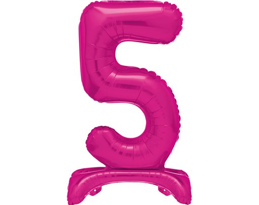 30in HOT PINK FOIL STANDING NUMERAL "5" BALLOON
