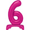 30in HOT PINK FOIL STANDING NUMERAL "6" BALLOON