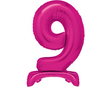 30in HOT PINK FOIL STANDING NUMERAL "9" BALLOON