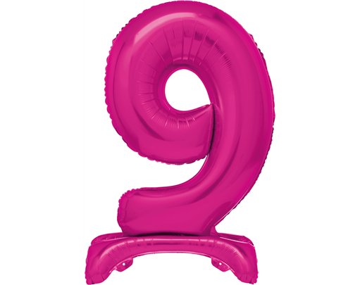 30in HOT PINK FOIL STANDING NUMERAL "9" BALLOON