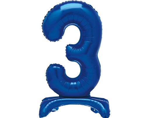 30in  BLUE FOIL STANDING NUMERAL "3" BALLOON