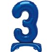 30in  BLUE FOIL STANDING NUMERAL "3" BALLOON