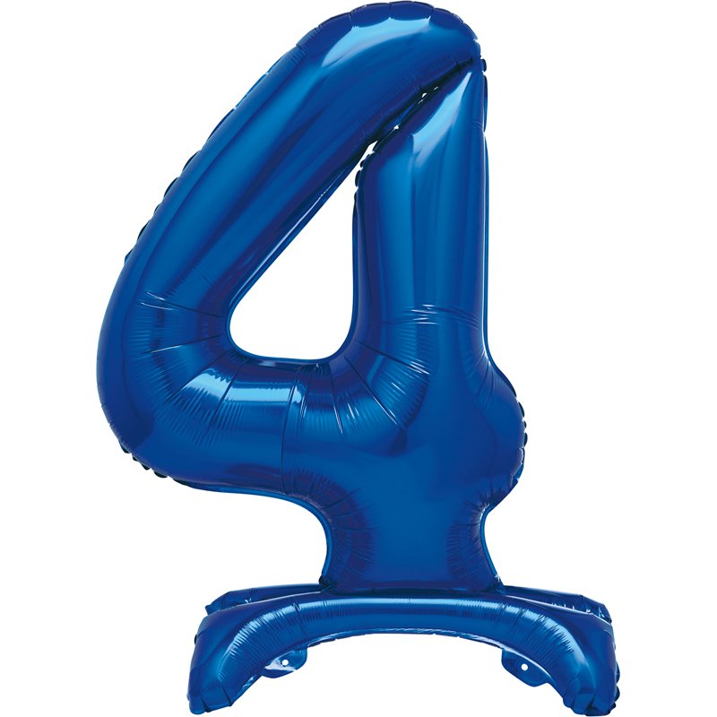 30in  BLUE FOIL STANDING NUMERAL "4" BALLOON