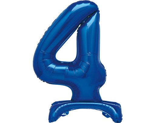 30in  BLUE FOIL STANDING NUMERAL "4" BALLOON