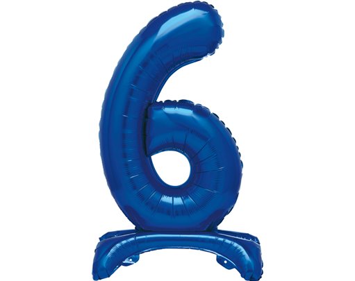 30in  BLUE FOIL STANDING NUMERAL "6" BALLOON