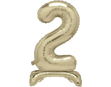 30in GOLD FOIL STANDING NUMERAL "2" BALLOON