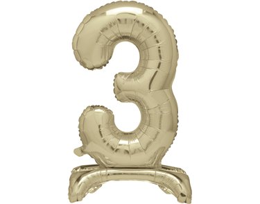 30in GOLD FOIL STANDING NUMERAL "3" BALLOON