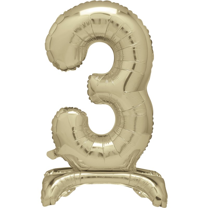30in GOLD FOIL STANDING NUMERAL "3" BALLOON
