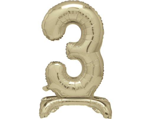 30in GOLD FOIL STANDING NUMERAL "3" BALLOON