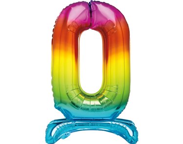30in RAINBOW FOIL STANDING NUMERAL "0" BALLOON