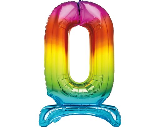 30in RAINBOW FOIL STANDING NUMERAL "0" BALLOON