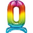 30in RAINBOW FOIL STANDING NUMERAL "0" BALLOON
