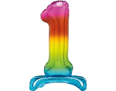 30in RAINBOW FOIL STANDING NUMERAL "1" BALLOON