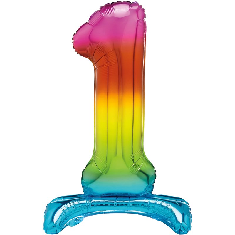 30in RAINBOW FOIL STANDING NUMERAL "1" BALLOON
