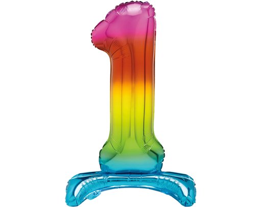 30in RAINBOW FOIL STANDING NUMERAL "1" BALLOON