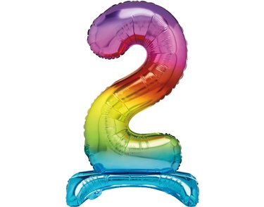 30in RAINBOW FOIL STANDING NUMERAL "2" BALLOON