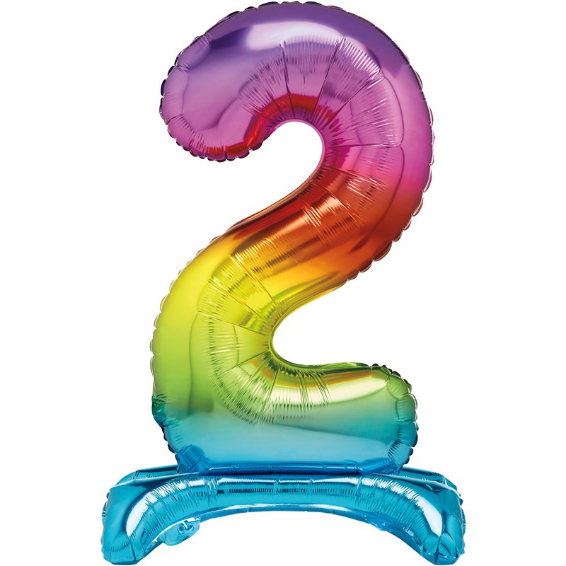 30in RAINBOW FOIL STANDING NUMERAL "2" BALLOON
