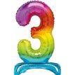 30in RAINBOW FOIL STANDING NUMERAL "3" BALLOON