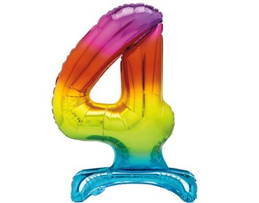 30in RAINBOW FOIL STANDING NUMERAL "4" BALLOON