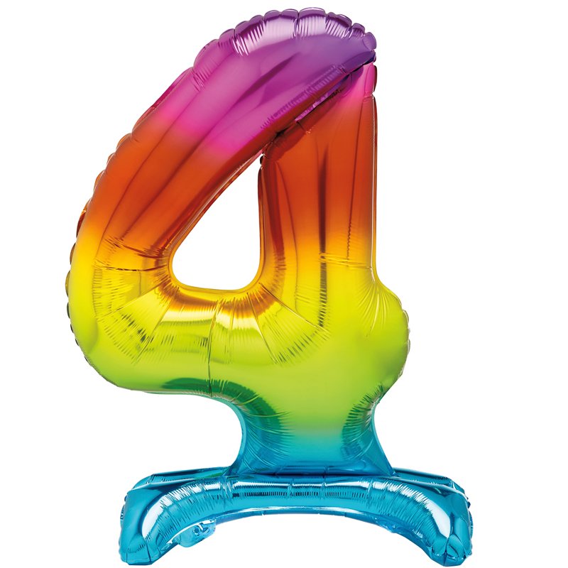 30in RAINBOW FOIL STANDING NUMERAL "4" BALLOON