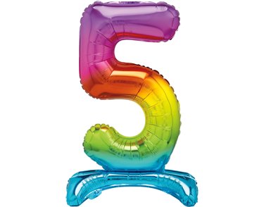 30in RAINBOW FOIL STANDING NUMERAL "5" BALLOON