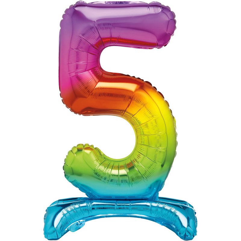 30in RAINBOW FOIL STANDING NUMERAL "5" BALLOON