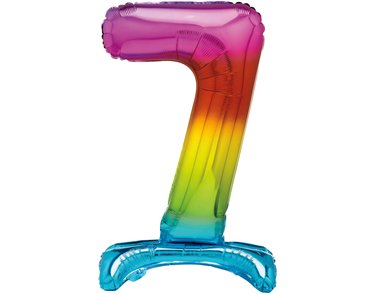 30in RAINBOW FOIL STANDING NUMERAL "7" BALLOON