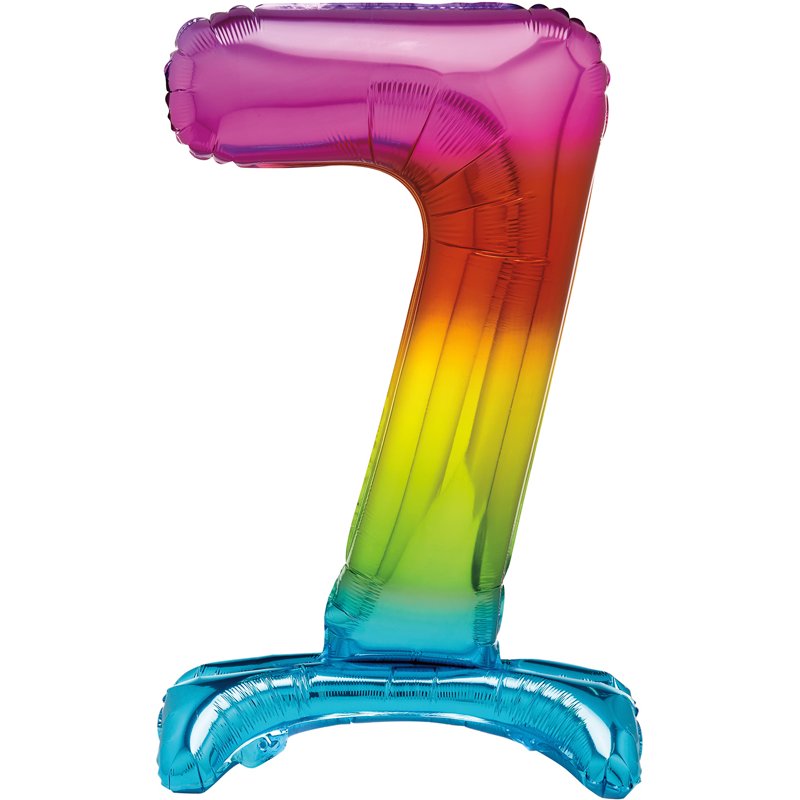 30in RAINBOW FOIL STANDING NUMERAL "7" BALLOON