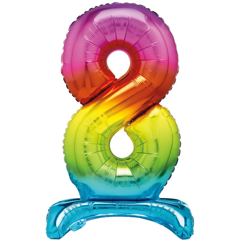 30in RAINBOW FOIL STANDING NUMERAL "8" BALLOON