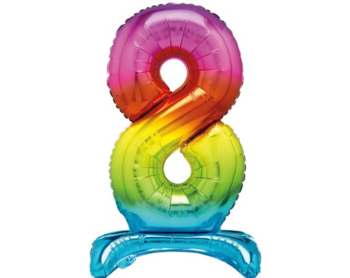 30in RAINBOW FOIL STANDING NUMERAL "8" BALLOON